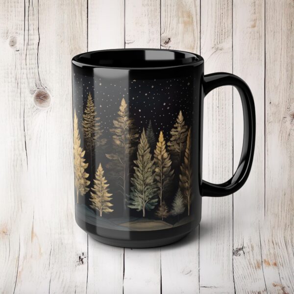 Winter Forest Mug Gift Whimsical Vintage Art Fall Trees 15oz Black Ceramic Mug Dark Forest Coffee Tea Mug Gift Woodlands Aesthetic Mug Gift - Image 8