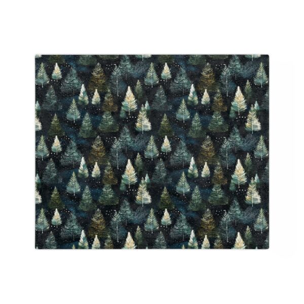 Dark Winter Forest Minky Blanket Gift Whimsical Snowy Fir Trees Velveteen Minky Throw Blanket Night Sky Stars Snowflakes Soft Blanket Throw - Image 2
