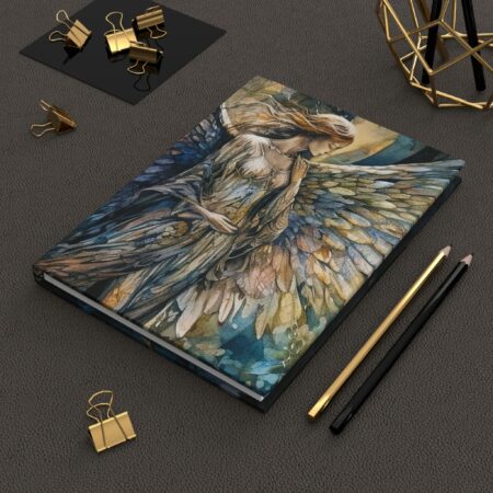 Enchanted Forest Angel Hardcover Journal Gift Angel In The Woods Hard Cover Journal Guardian Angel Wings Gift for Her Lined Diary Angel Art