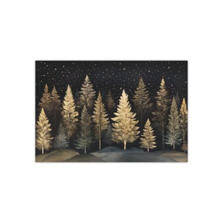 Winter Forest Satin Print Wall Art Whimsical Vintage Art Fall Tree 300 GSM Satin Poster Wall Decor Whimsical Dark Forest Woodlands Aesthetic