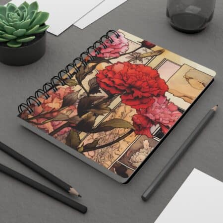 Carnation Birth Flower Soft Cover Journal Gift for Her Vintage Whimsical Floral Spiral Notebook January Birth Month Dream Diary Gift for Mom