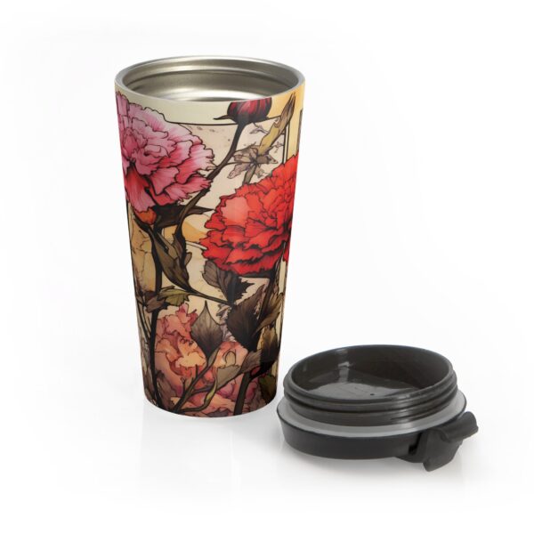 Carnation Birth Flower Tumbler Gift for Her Vintage Sketch Whimsical Floral 15oz Stainless Steel Travel Tumbler January Birth Month Birthday - Image 5