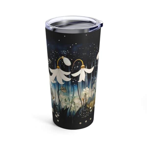 Whimsical Snowdrop Flower Tumbler Gift for Her January Birth Flower 20oz Travel Tumbler Gift Vintage Art Style Dark Floral Snowdrops Mug - Image 3