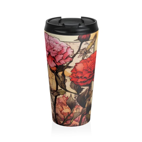Carnation Birth Flower Tumbler Gift for Her Vintage Sketch Whimsical Floral 15oz Stainless Steel Travel Tumbler January Birth Month Birthday