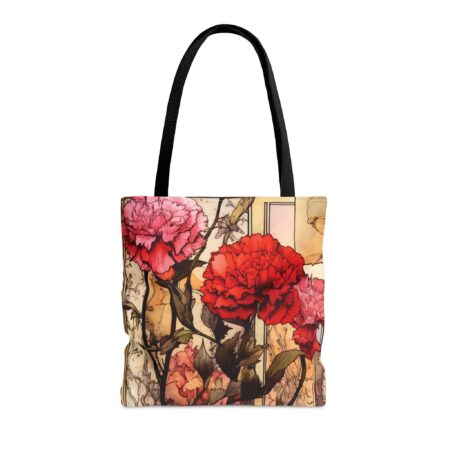 Carnation Birth Flower Tote Bag Gift for Her Vintage Sketch Whimsical Floral Shopping Travel Tote Bag January Birth Month Birthday Gift Tote