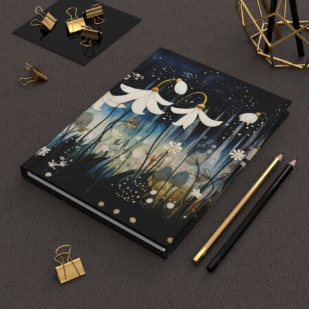 Whimsical Snowdrop Flower Journal Gift for Her January Birth Flower Dream Diary Gift Vintage Art Dark Floral Snowdrops Hard Cover Journal