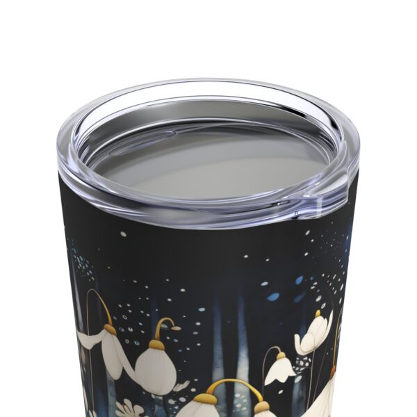 Whimsical Snowdrop Flower Tumbler Gift for Her January Birth Flower 20oz Travel Tumbler Gift Vintage Art Style Dark Floral Snowdrops Mug - Image 6