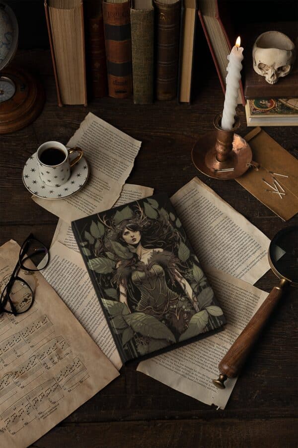 Vintage Fae Portrait Hard Cover Journal Gift for Her Dark Forest Fairy Art Gift Diary Magical Woodlands Fae Aesthetic Dream Journal Gift - Image 10