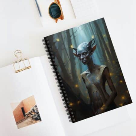 Dark Elf Portrait Dark Academia Soft Cover Notebook Magical Diary Dark Elven Forest Fantasy Spiral Lined Notebook Journal Fairycore Gift