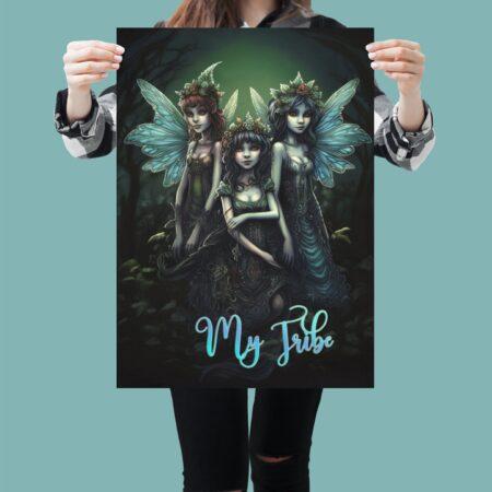 Fantasy Fairies Poster Print Magical Dark Fae Tribe Forest Fairy Satin Poster Wall Art Decor Enchanted Forest Fairy Fairycore Gift for Gamer