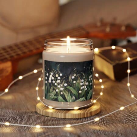 Lily of the Valley Flowers Scented Candle Gift for Her May Birth Month Flower 9oz Soy Candle Birthday Gift Whimsical Dark Botanical Floral