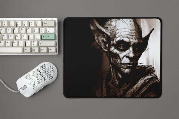 Dark Fantasy Mouse Pad Magical Elven Portrait Gaming Mousepad Dark Academia Aesthetic Gift for Him Gamer Gift Dark Elf Mouse Pad Tech Gift
