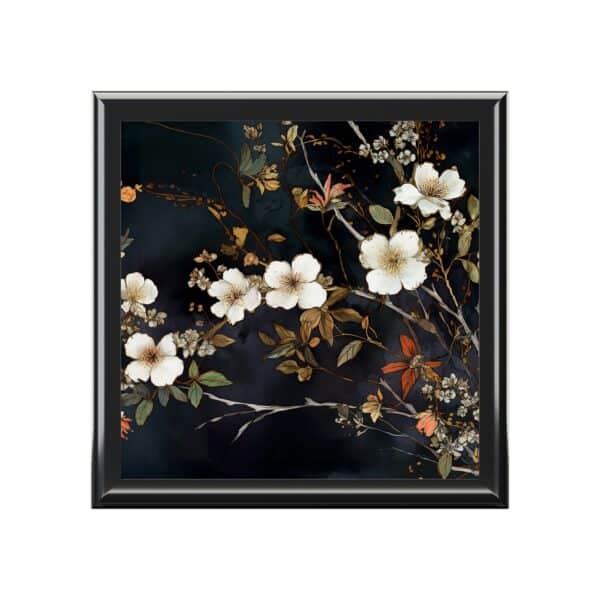 Hawthorne Flower Dark Botanical Jewelry Box May Birth Month Flower Jewelry Box Gift Art Deco Style Dark Floral Woodlands Art Keepsake Box - Image 2