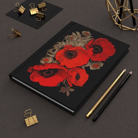 Red Poppy Flowers Hard Cover Journal Gift for Her August Birth Month Flower Dream Diary Gift Bright Poppies Floral Woman's Journal Gift 6x8"