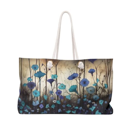 Morning Glory Floral Weekender Bag Gift for Her September Birth Month Flower Whimsical Botanical Overnight Extra Large Travel Tote Bag 24x13