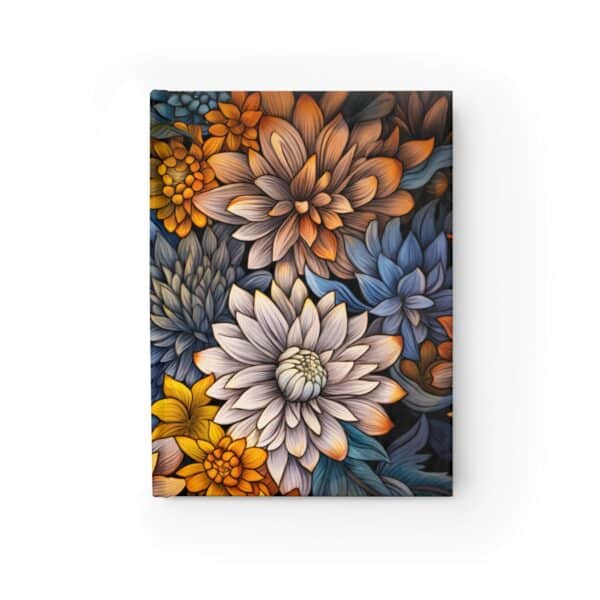 Aster Floral Hard Cover Journal Gift for Her Art Deco Aster Flowers Dream Diary Blank Lined Journal September Birth Month Flower Asters 5x7" - Image 2