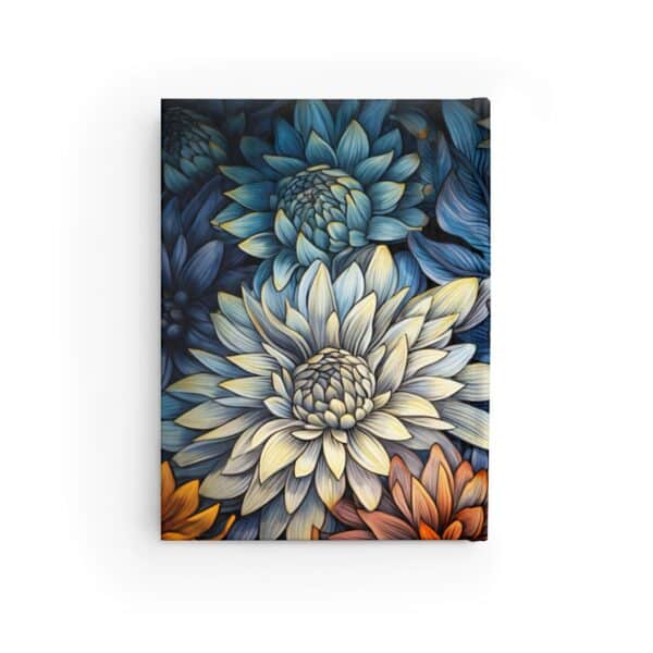 Aster Floral Hard Cover Journal Gift for Her Art Deco Aster Flowers Dream Diary Blank Lined Journal September Birth Month Flower Asters 5x7" - Image 3