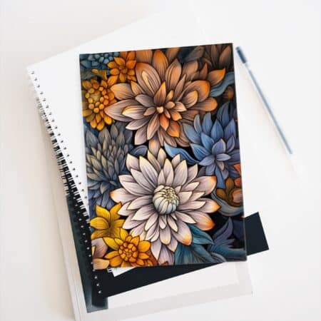Aster Floral Hard Cover Journal Gift for Her Art Deco Aster Flowers Dream Diary Blank Lined Journal September Birth Month Flower Asters 5x7"