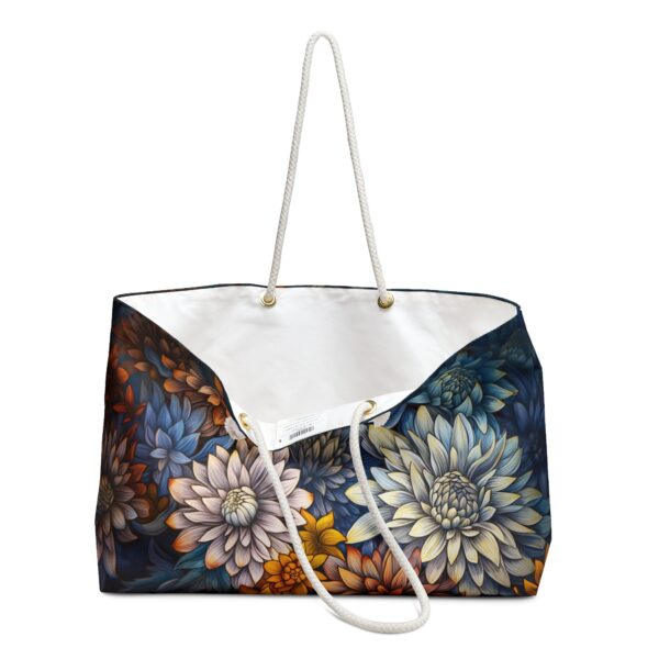 Aster Floral Women's Large Tote Bag Gift for Her Art Deco Vintage Aster Flower Weekender Tote Large Travel Tote September Birth Month Flower - Image 3