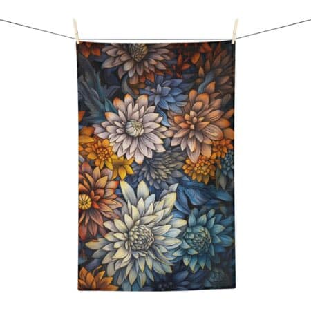 Aster Floral Tea Towel Gift Art Deco Vintage Asters September Birth Month Flower Soft Kitchen Towel Gift Fall Floral Table Dining Decor Gift