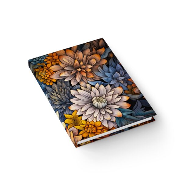 Aster Floral Hard Cover Journal Gift for Her Art Deco Aster Flowers Dream Diary Blank Lined Journal September Birth Month Flower Asters 5x7" - Image 4