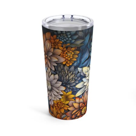 Aster Floral Tumbler Gift for Her Art Deco Vintage Asters 20oz Travel Tumbler Gift September Birth Month Flower Asters Stainless Tumbler Mug