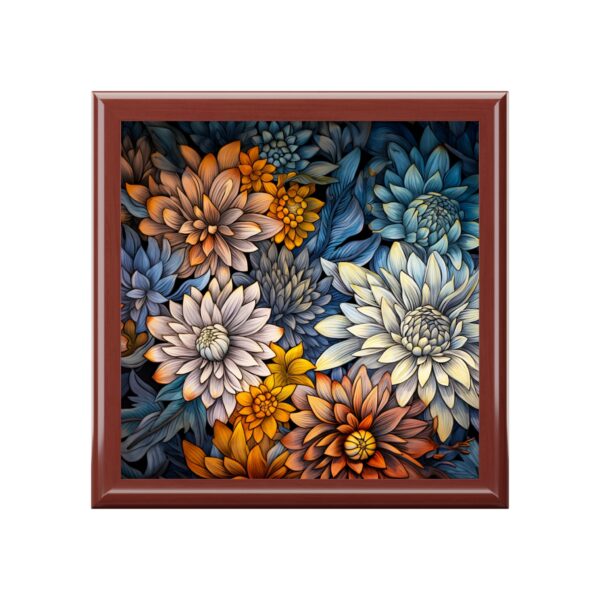 Aster Floral Jewelry Box Gift for Her Art Deco Vintage Asters Keepsake Box September Birth Month Flower Tarot Card Affirmation Card Box Gift - Image 7