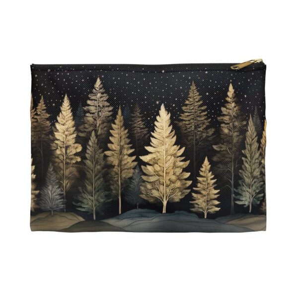 Winter Forest Travel Pouch Gift Whimsical Vintage Art Fall Trees Accessory Pouch Dark Forest Pen Pencil Craft Tech Accessory Travel Bag Gift