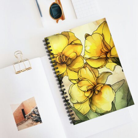 Daffodil Spring Spiral Notebook March Birthday Flower Daffodil Soft Cover Notebook Gift for Her Bright Watercolor Daffodil Blossoms Journal