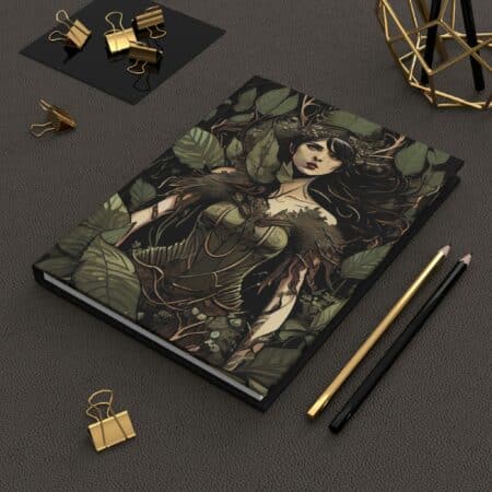 Vintage Fae Portrait Hard Cover Journal Gift for Her Dark Forest Fairy Art Gift Diary Magical Woodlands Fae Aesthetic Dream Journal Gift