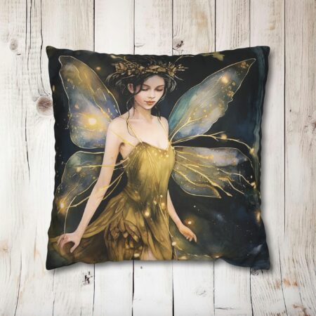 Fantasy Fairy Throw Pillow Cover 4 Sizes Square Decorative Throw Pillow Cover Magical Fae Digital Watercolor Print Fairy Throw Cushion Cover