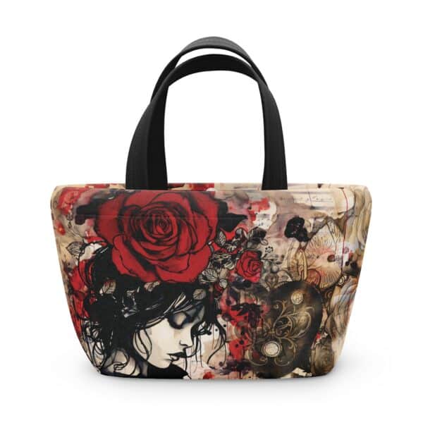 Dark Romance Lunch Tote Bag Valentine's Day Gift for Her Antique Grunge Vintage Girl Lunch Tote Valentine Collage Lunch Bag Gothic Aesthetic - Image 3