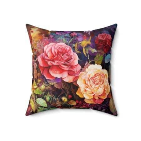 Watercolor Roses Throw Pillow Gift Romantic Roses June Birth Month Flower Gift for Her June Birthday Gift Decorative Pillow Throw Cushion