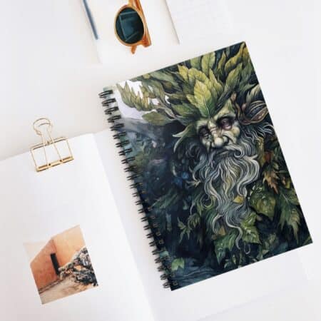 Green Man Spiral Notebook Gift for Him Hiking Journal Travel Diary Soft Cover Notebook Forest Tree Spirit Dream Journal Gift for Dad 6"x8"