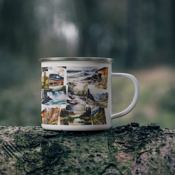 Camping Mug Gift for Dad Cookout Campsite Travel RV Road Trips Enamel Camping Mug Recreation Nature Scenes Camp Travel 12oz Mug Gift for Him