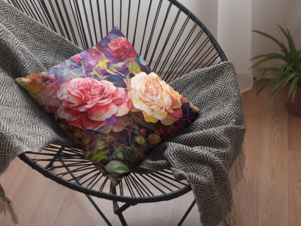 Watercolor Roses Throw Pillow Gift Romantic Roses June Birth Month Flower Gift for Her June Birthday Gift Decorative Pillow Throw Cushion - Image 6