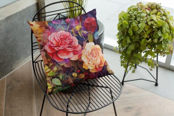Watercolor Roses Throw Pillow Gift Romantic Roses June Birth Month Flower Gift for Her June Birthday Gift Decorative Pillow Throw Cushion - Image 2