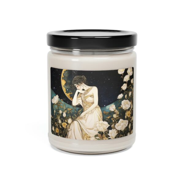 Art Deco Scented Soy Candle Gift Dark Academia Aesthetic Eco-Friendly Candle Romantic June Roses Dreaming Woman Moon Night Sky Jar Candle - Image 2