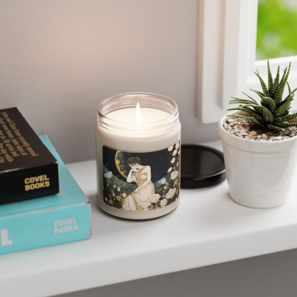 Art Deco Scented Soy Candle Gift Dark Academia Aesthetic Eco-Friendly Candle Romantic June Roses Dreaming Woman Moon Night Sky Jar Candle - Image 4
