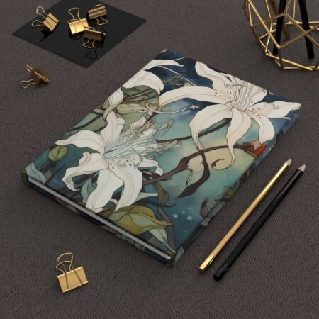 White Honeysuckle Journal Gift for June Birthdays Birth Month Flower Hard Cover Diary Gift Whimsical Watercolor Floral Notebook Gift 6"x8"