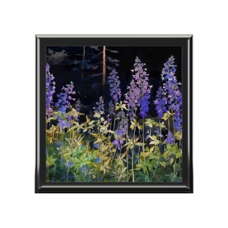 Whimsical Larkspur Jewelry Box Gift Botanical Wildflower Birth Month Flower July Birthday Keepsake Box Gift for Her Flower Garden Lover Gift