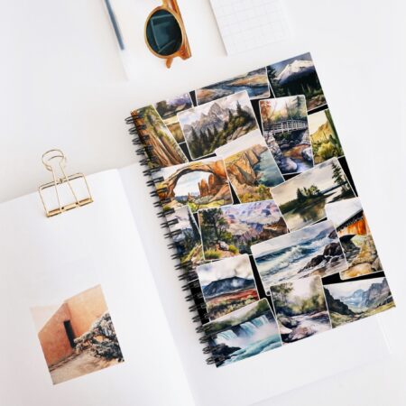 Soft Cover Journal Travel Camping Road Trip Spiral Notebook Watercolor Digital Art National Parks Nature Hiking Diary Notebook Gift for Him