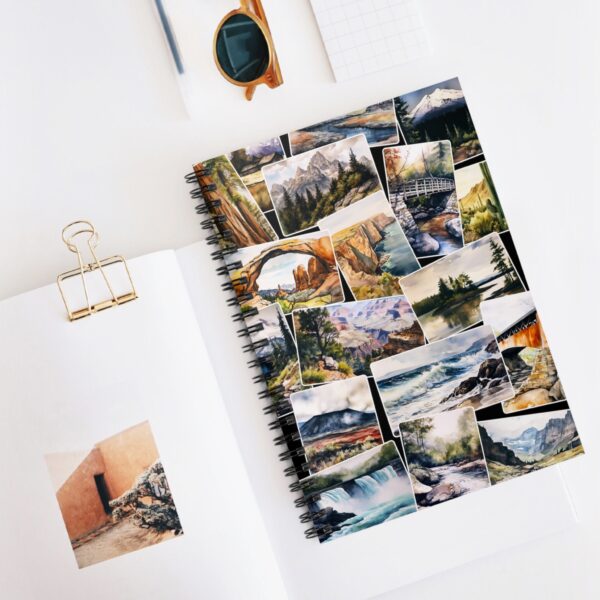 Soft Cover Journal Travel Camping Road Trip Spiral Notebook Watercolor Digital Art National Parks Nature Hiking Diary Notebook Gift for Him