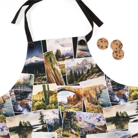 BBQ Apron Gift Cookout Campsite Chef's Apron Travel RV Road Trips Barbecue Grill Apron Recreation Nature Scenery Camping Apron Gift for Him