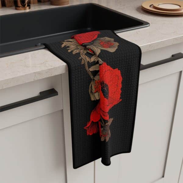 Red Poppy Flowers Tea Towel Gift for Her Kitchen Soft Dishcloth Hostess Gift Bright Poppies August Birth Month Flower Dish Towel Home Decor - Image 5
