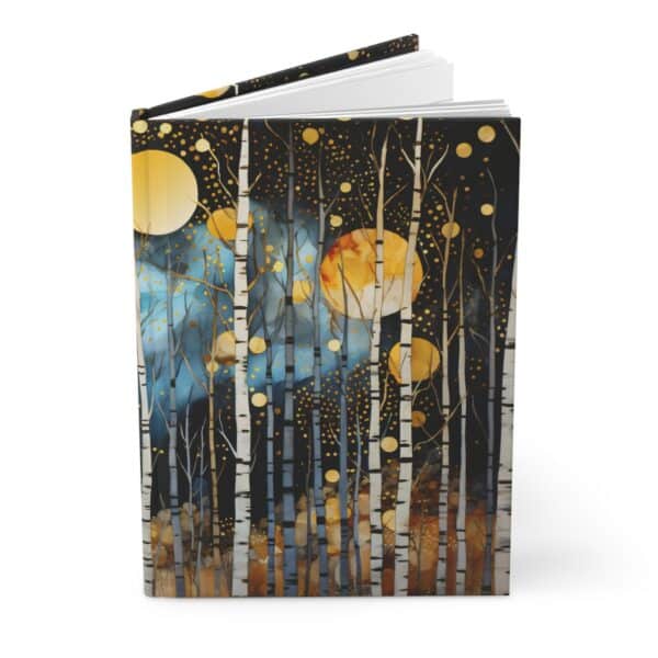 Magical Fall Forest Journal Fantasy Art Deco Golden Orbs Autumn Trees Hard Cover Diary Woodlands Aesthetic Dream Diary Gift Full Moon 6"x8" - Image 4