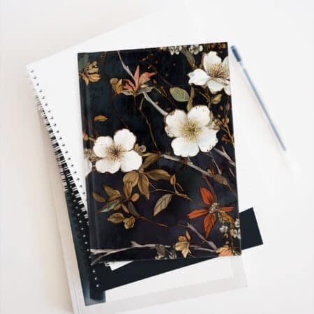 Hawthorn Flower Blank Journal Sketchbook Gift for Her May Birth Month Flower Gift Dark Floral Watercolor Dream Diary Gift 5"x7" 90 GSM Paper