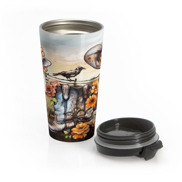 Cute Cowgirl Travel Tumbler Gift for Her Whimsical Cowboy Boots Hat Cow Wildflowers 15oz Stainless Steel Tumbler Cow Lover Gift Country Girl - Image 5