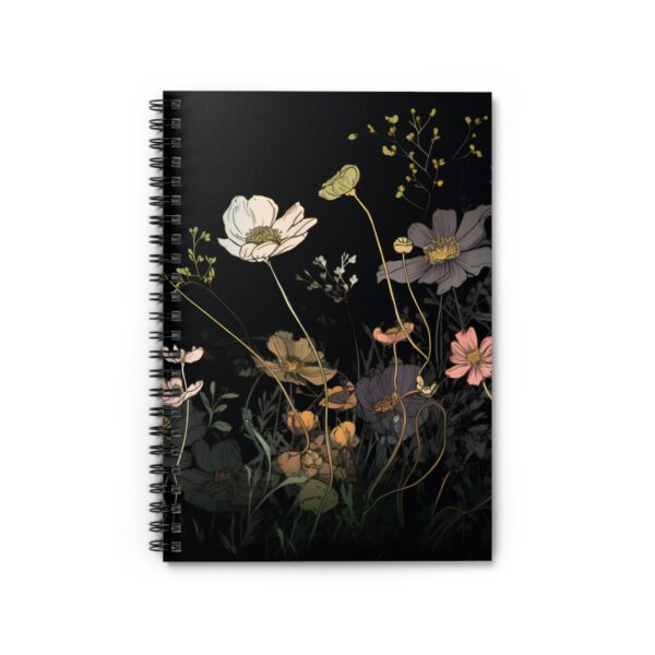Cosmos Flowers Soft Cover Journal Gift for Her October Birth Flower Dream Diary Gift Dark Floral Birth Month Flower Spiral Notebook 6"x8" - Image 2