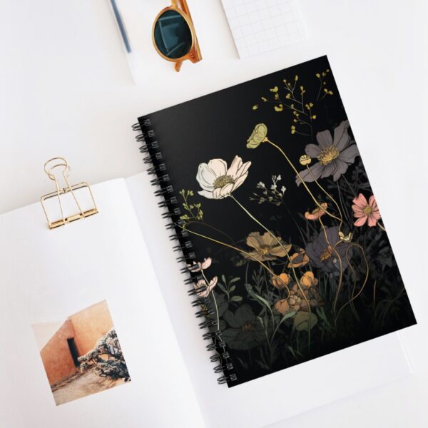 Cosmos Flowers Soft Cover Journal Gift for Her October Birth Flower Dream Diary Gift Dark Floral Birth Month Flower Spiral Notebook 6"x8"
